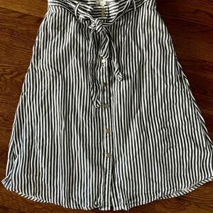 Loft Striped Black and White Button-Down Skirt